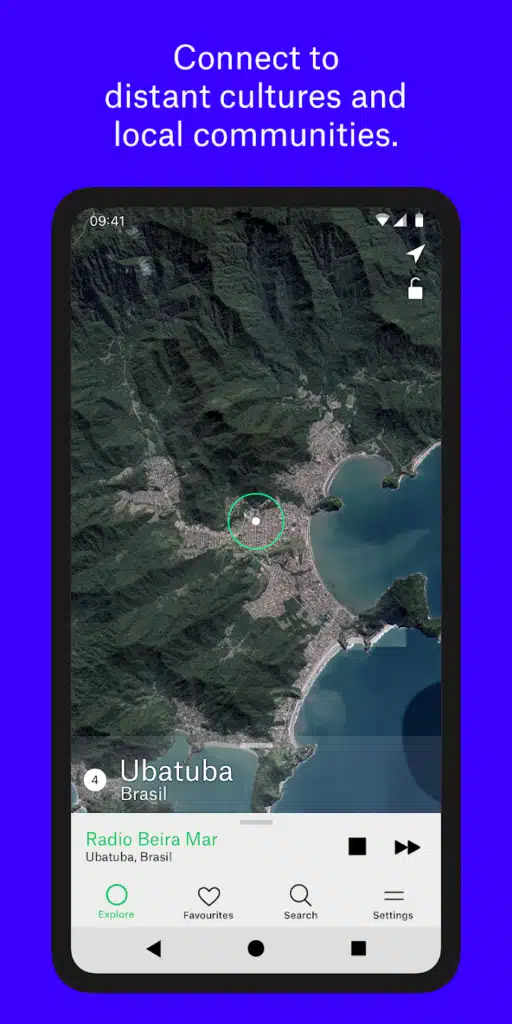 Explore 50 rádios globais em 30s